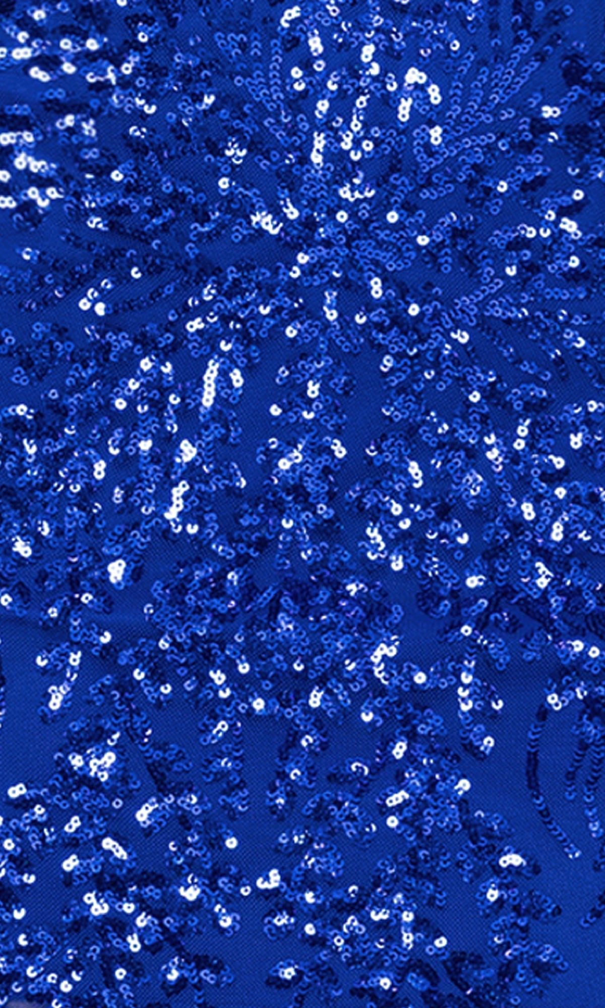 Close-up of blue fabric with shiny sequins in a burst pattern, creating a sparkling texture—ideal for a Sequin Mini Bodycon Hoco Dress like the Blondie Nites 5111BN or any standout party look.